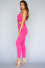 Load image into Gallery viewer, 2PIECE SET MIDCUTOUT TOP &amp; FITTED PANTS