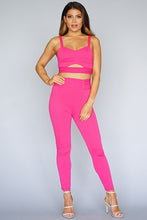 Load image into Gallery viewer, 2PIECE SET MIDCUTOUT TOP &amp; FITTED PANTS