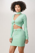 Load image into Gallery viewer, LONG SLEEVE CROPPED TOP AND SKIRT SET