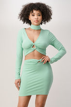 Load image into Gallery viewer, LONG SLEEVE CROPPED TOP AND SKIRT SET