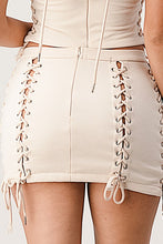 Load image into Gallery viewer, LACE UP MINI SKIRT SET