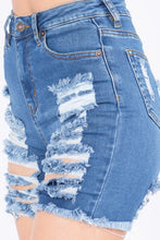 Load image into Gallery viewer, FRONT &amp; BACK DISTRESSED DENIM SHORTS