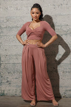 Load image into Gallery viewer, JERSY CROP TOP W/ WIDE LEG PANTS