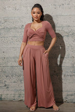 Load image into Gallery viewer, JERSY CROP TOP W/ WIDE LEG PANTS