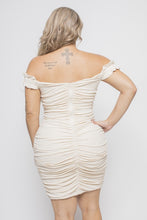 Load image into Gallery viewer, PLUS SIZE RUCHED OFF SHOULDER DRESS