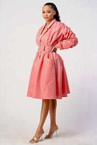 Casual pink long sleeve short coat