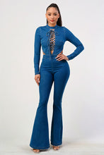 Load image into Gallery viewer, LACE UP UNBOTHER FLAIR JUMPSUIT