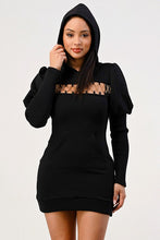 Load image into Gallery viewer, Lock and Key long sleeve black mini dress