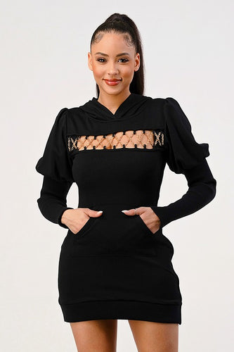 Lock and Key long sleeve black mini dress