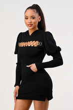 Load image into Gallery viewer, Lock and Key long sleeve black mini dress