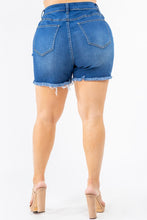 Load image into Gallery viewer, PLUS SIZE HIGH WAIST DISTRESSED DENIM SHORTS