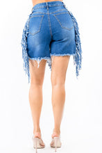 Load image into Gallery viewer, PLUS SIZE HIGH WAIST CUT OUT FRONT FRINGED SHORTS