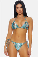 Load image into Gallery viewer, Turquoise Snake Two Piece Swimsuit