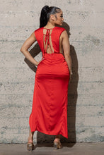 Load image into Gallery viewer, STRETCHY SATIN MIDI LENGTH DRESS