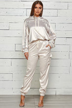Load image into Gallery viewer, STRETCH SATIN LACE SATIN JOGGER SET
