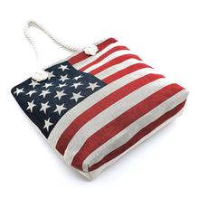 Load image into Gallery viewer, US Flag Canvas Beach Tote