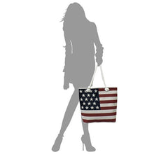 Load image into Gallery viewer, US Flag Canvas Beach Tote