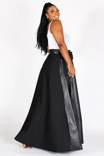 Load image into Gallery viewer, FAUX LEATHER FRONT AND TECHNO BACK MAXI SKIRT