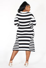 Load image into Gallery viewer, STRIPED STRETCHY MIDI DRESS