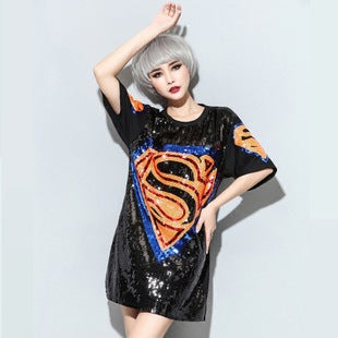 Sequin Superman Shirt Dress