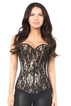 Load image into Gallery viewer, Beige Lace Overbust Corset