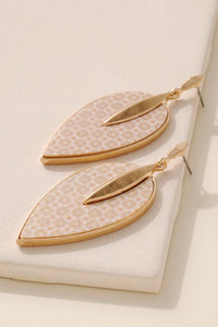 Leaf Shaped Wood Dangling Earrings