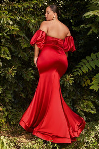 Off Shoulder Sweetheart Satin Gown