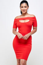 Load image into Gallery viewer, Off Shoulder Keyhole Mini Dress