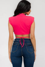 Load image into Gallery viewer, Pink Cropped Padded Shoulder Top