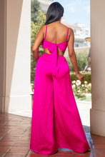 Load image into Gallery viewer, SOLID CUT OUT BACK TIED SHOULDER GOLD JUMPSUIT