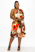 Load image into Gallery viewer, One Shoulder Print Flare Dress