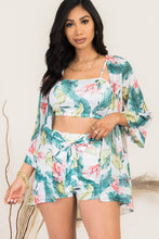 Load image into Gallery viewer, Tropical Print Crop Top Short and Sheer Kimono Set