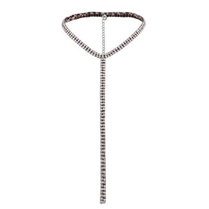 Long Tassel Crystal Rhinestone Choker Necklace