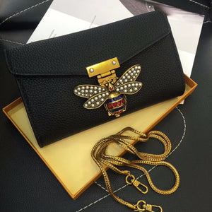 Leather Bee Clutch