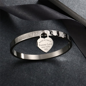 Stainless Steel Bracelet with Heart Pendant