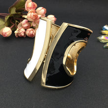 Load image into Gallery viewer, Black\White\Gold Tone Cuff Bracelet
