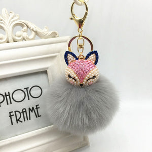 Crystal Pearl Rabbit Fur Key Chain