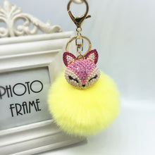 Load image into Gallery viewer, Crystal Pearl Rabbit Fur Key Chain