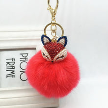 Load image into Gallery viewer, Crystal Pearl Rabbit Fur Key Chain