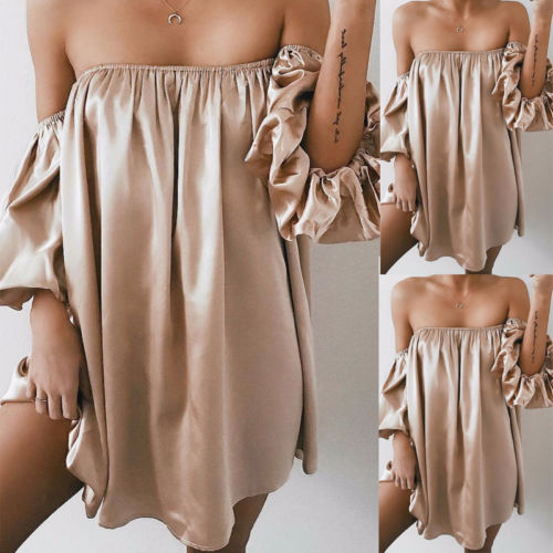 Off Shoulder Silk Dress