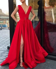 Load image into Gallery viewer, Strapless Satin Elegant Long Evening Gown
