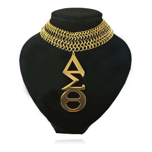 Stainless Steel  Gold Tone Delta Sigma Theta Necklace