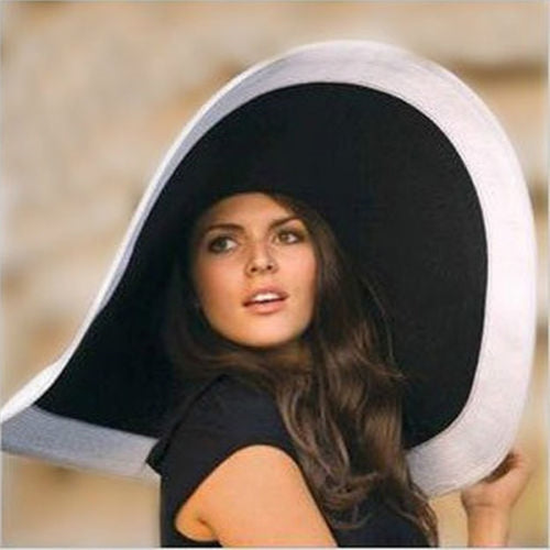 Black and White Large Brim Hat