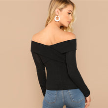 Load image into Gallery viewer, Pearls Cross Wrap Front Rib Knit Top