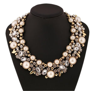 Crystal Big Pearl Necklace