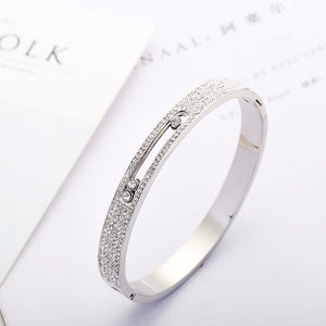 Crystal Stainless Steel Bangle Cuff Bracelet