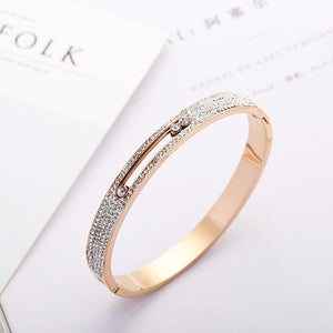 Crystal Stainless Steel Bangle Cuff Bracelet