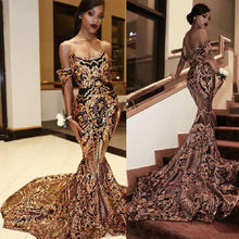 Load image into Gallery viewer, Vintage Arabic Gold Mermaid Evening Dresses
