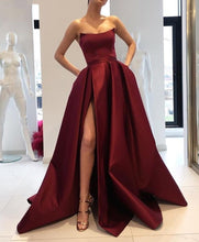Load image into Gallery viewer, Strapless Satin Elegant Long Evening Gown